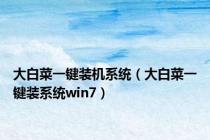 大白菜一键装机系统（大白菜一键装系统win7）