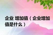 企业 增加值（企业增加值是什么）