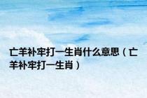 亡羊补牢打一生肖什么意思（亡羊补牢打一生肖）
