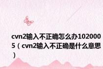 cvn2输入不正确怎么办1020005（cvn2输入不正确是什么意思）