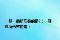 一琴一鹤所形容的是?（一琴一鹤所形容的是）