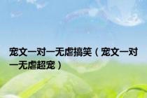 宠文一对一无虐搞笑（宠文一对一无虐超宠）