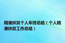 精准扶贫个人年终总结（个人精准扶贫工作总结）