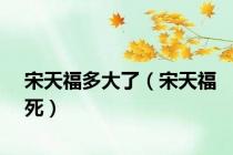 宋天福多大了（宋天福死）