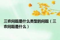 三农问题是什么类型的问题（三农问题是什么）