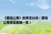 《爱情公寓》的肾宝台词（爱情公寓肾宝是哪一集）