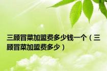 三顾冒菜加盟费多少钱一个（三顾冒菜加盟费多少）