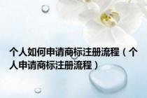 个人如何申请商标注册流程（个人申请商标注册流程）