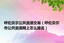 呼伦贝尔公共资源交易（呼伦贝尔市公共资源网上怎么报名）