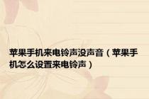 苹果手机来电铃声没声音（苹果手机怎么设置来电铃声）