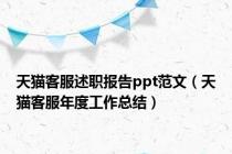 天猫客服述职报告ppt范文（天猫客服年度工作总结）