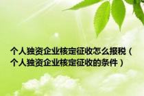 个人独资企业核定征收怎么报税（个人独资企业核定征收的条件）