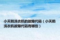 小天鹅洗衣机的故障代码（小天鹅洗衣机故障代码有哪些）