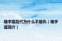 杨宇霆后代为什么不报仇（杨宇霆简介）