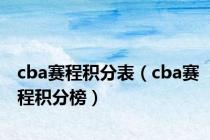 cba赛程积分表（cba赛程积分榜）