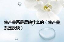 生产关系是反映什么的（生产关系是反映）