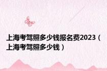 上海考驾照多少钱报名费2023（上海考驾照多少钱）