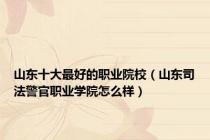 山东十大最好的职业院校（山东司法警官职业学院怎么样）