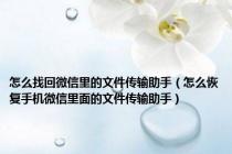 怎么找回微信里的文件传输助手（怎么恢复手机微信里面的文件传输助手）