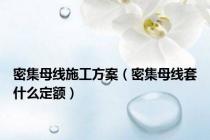 密集母线施工方案（密集母线套什么定额）