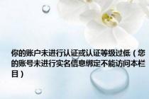 你的账户未进行认证或认证等级过低（您的账号未进行实名信息绑定不能访问本栏目）