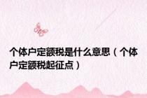 个体户定额税是什么意思（个体户定额税起征点）
