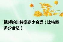 视频的比特率多少合适（比特率多少合适）