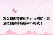 怎么将视频转化为amv格式（怎么把视频转换成amv格式）