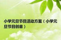 小学元旦节目活动方案（小学元旦节目创意）