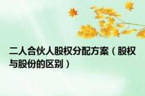 二人合伙人股权分配方案（股权与股份的区别）