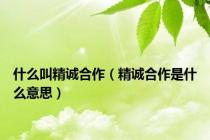 什么叫精诚合作（精诚合作是什么意思）