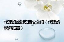 代理蚂蚁浏览器安全吗（代理蚂蚁浏览器）