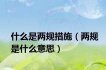 什么是两规措施（两规是什么意思）