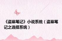 《盗墓笔记》小说系统（盗墓笔记之选择系统）