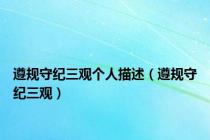 遵规守纪三观个人描述（遵规守纪三观）