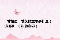 一寸相思一寸灰的意思是什么（一寸相思一寸灰的意思）