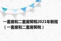 一套房和二套房契税2021年新规（一套房和二套房契税）