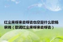 红尘来呀来去呀去也空是什么歌杨宗纬（歌词红尘来呀来去呀去）