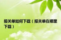 报关单如何下载（报关单在哪里下载）