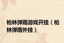 枪林弹雨游戏开挂（枪林弹雨外挂）