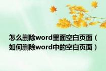 怎么删除word里面空白页面（如何删除word中的空白页面）