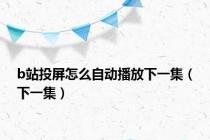 b站投屏怎么自动播放下一集（下一集）