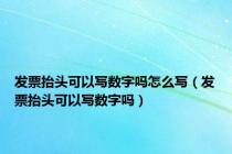 发票抬头可以写数字吗怎么写（发票抬头可以写数字吗）