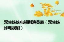 双生姊妹电视剧演员表（双生姊妹电视剧）