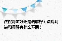 法院判决好还是调解好（法院判决和调解有什么不同）