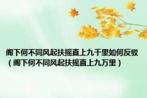 阁下何不同风起扶摇直上九千里如何反驳（阁下何不同风起扶摇直上九万里）
