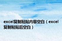 excel复制粘贴内容空白（excel复制粘贴后空白）