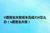 U盾签名失败或未完成316怎么办（u盾签名失败）