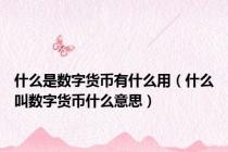 什么是数字货币有什么用（什么叫数字货币什么意思）