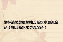 举杯消愁愁更愁抽刀断水水更流全诗（抽刀断水水更流全诗）